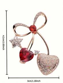 时尚水果花卉甜美草莓翻领别针珐琅围巾胸针，百搭配饰，女士优雅心形胸针，适合夹克、西装、节日礼物 - 紅色 - 查看 3