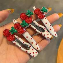 2 Stück / 4 Stück Mode Kirsche Haarspangen, legere Polka Dot Zinklegierung Haarspangen, süße Haaraccessoires geeignet für alle Jahreszeiten, perfekt passend zu lässigen Outfits und Geburtstagsgeschenken, flache Klemmspange, Haarclip, Haarklammer