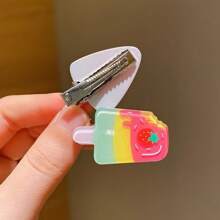 10pcs Tiny Ice Cream Design Hair Clips, Creative Snack Hair Accessories, Side Bangs & Short Hair Clips, Spring/Summer, Back To School ,Flat Claw Clip, Clips For Hair, Hair Slide, Hair Claws