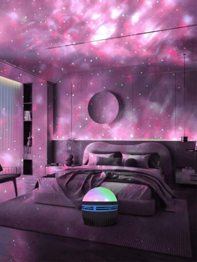 1 pieza Lámpara proyector de galaxia con movimiento en remolino USB, luz proyector de ondas LED, 7 colores cambiantes, proyector de luz nocturna para dormitorio, sala de estar, cine en casa, techo, fiesta, ambiente de salón de baile, alimentado por USB y con control remoto