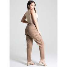 High-Waisted Mom Jeans In Brown - Sawary Twill  Plain    Zipper  Pocket    Daily - Mocha Brown - View 5