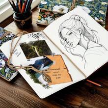 1pc, 32K,80pages,Flower Bird Sketchbook, Portable Travel Sketchbook, Marker Pen Diary,Bandage Pendant, Blank Picture Book, Artwork, Hand Drawn DIY, Planning And Artistic Creation, Suitable For Colored Pencils, Oil Paints, Charcoal Pencils, Marker Pens,Prize,Perfect Gift,Back To School,School Supplies