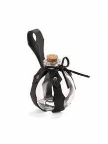 1 pieza Botella de poción de magia oscura Skeleteen - Soporte de vidrio para pociones de brujo marrón con tapón de corcho y arnés con bucle para funda para disfraz, fiesta, festival y Halloween