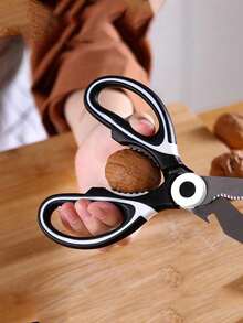 1 Thick Multi-Functional Room Bone Scissors, Household Black And White Food Scissors, Shear Force