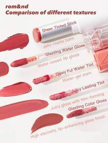 Rom&nd Romand Glasting Water Tint #01 Peony Ballet, High Viscosity, Creates A Glossy, Luminous Lip Makeup With A Crystalline Shine, Jelly-Like Texture, 6-Hour Moisturizing, Vegan Formula, Portable, Creates A Korean Glass Lip Makeup, Shiny On Camera, Moisturizes Dry Lips, Korean Cosmetics, 4g/0.14oz - #01 PEONY BALLET - View 10