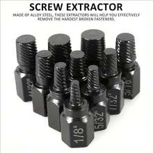 10-Pack Professional Alloy Steel Screw Extractor Set | 1/8"-13/32" Broken Bolt/Nut Remover | Anti-Slip Grip & Compact Storage Case | DIY Home, Furniture & Auto Repair | Fast Shipping