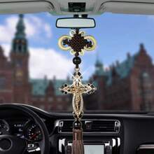 Estatuilla de Jesús, colgantes de cruz para coche, decoración colgante para automóvil, espejo retrovisor, accesorios de decoración de suspensión cristiana - 1 - Ver 3