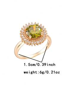 1 pieza Anillo de compromiso de joyería de boda elegante con diseño floral de circonita cúbica bañada en latón para mujer