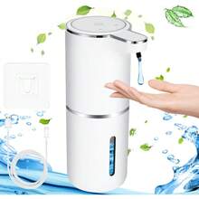 380 ml automatischer Seifenspender, wiederaufladbar, berührungslos, integrierter hochpräziser Smart-Sensor, 4 einstellbare Stufen, für Badezimmer, Küche, Büro, für Badezimmer, Küche - Weiss - Übersicht 1