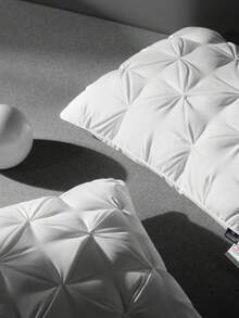 1pc Ultra Soft & Comfortable Twisted Floral Pillow - Ergonomic Neck Support For Peaceful Sleep - Premium Down Feather, Ideal For Bedroom, Living Room And Hotel Use - Single, Elastic, Luxurious - White - View 8