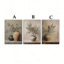 1pc/3pcs Retro Olive Branch Tree Plant Canvas Wall Art Prints Rustic Botanical Vase Bohemia Wall Decor Posters Fashion Paintings For Living Room Bedroom Bathroom Kitchen Home Office Dormitory Decor Wall Decor Picture Optional Frame