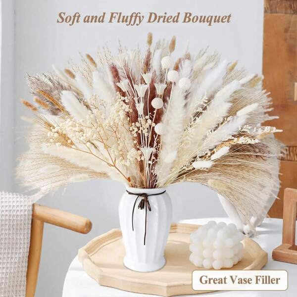 109 piezas de flores decorativas de estilo bohemio de 17 pulgadas de alto para decoración del hogar, adecuadas para bodas, fiestas, Día de la Madre, Día del Padre y otras decoraciones festivas, decoración de escritorio para las cuatro estaciones, sin necesidad de contenedor, decoración rústica para bodas, fácil cuidado