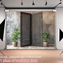 1 块乡村木质和金属房间隔断场景摄影背景布，用作卧室装饰、家庭聚会和摄影工作室道具的多功能室内背景 - 无需电源，非常适合婚礼、生日、周年纪念日、情人节、七月四日、房间装饰、2D 平面图、非多层或真实模型 - 彩色 - 查看 1