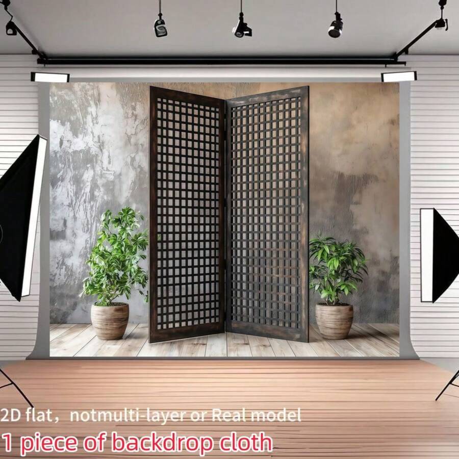 1 块乡村木质和金属房间隔断场景摄影背景布，用作卧室装饰、家庭聚会和摄影工作室道具的多功能室内背景 - 无需电源，非常适合婚礼、生日、周年纪念日、情人节、七月四日、房间装饰、2D 平面图、非多层或真实模型 - 彩色 - 查看 1