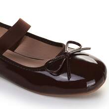 Ballerine lucide per ragazze con cinturino elastico e fiocco - scarpe eleganti e comode da indossare tutti i giorni e per occasioni formali - Caffè Marrone - Visualizzare 2