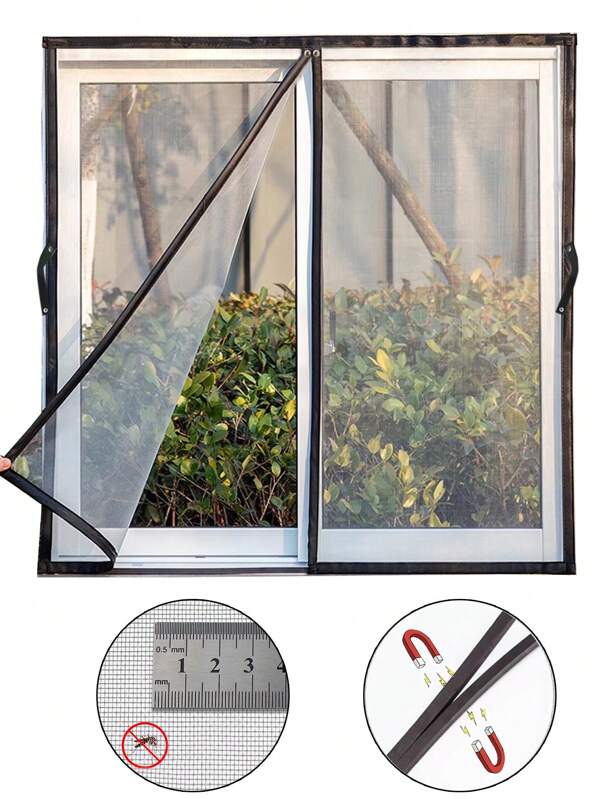 Black,1 Piece, Summer Mosquito Proof Magnetic Screen Window Gauze Invisible Mosquito Net, Magnetic Curtain, Fast Closing, Easy Installation, Washable, Detachable, Suitable For Living Room, Household Kitchen, Bedroom