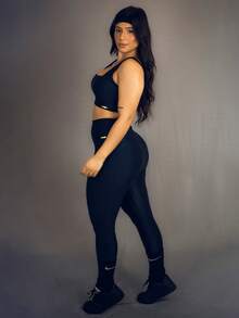 Women's Fitness Set Top And Leggings Wonder Ribbed - Black - View 2