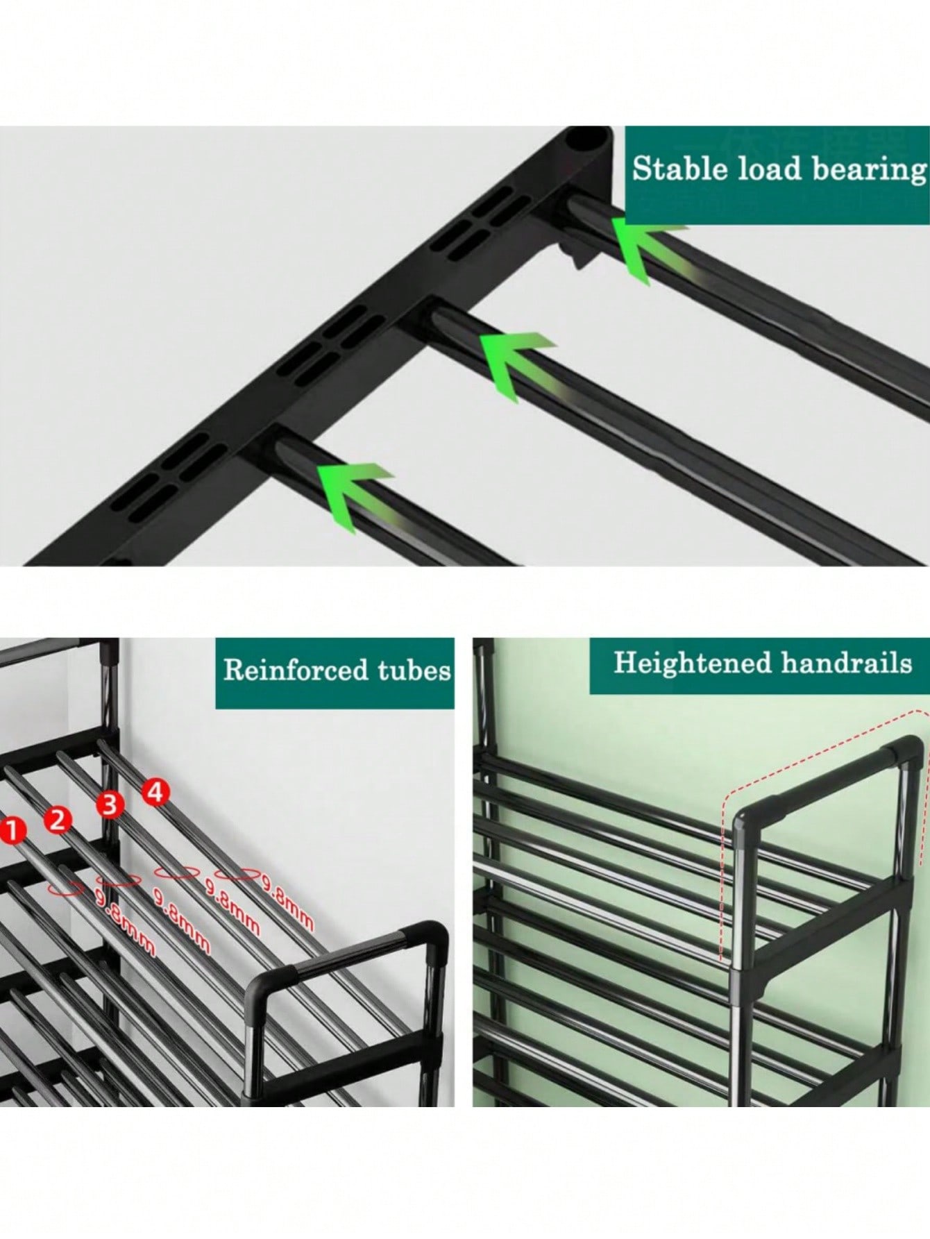 رف أحذية أسود صغير بعرض 45 سم – تصميم عصري موفر لل...