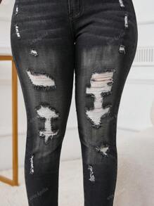25 Vêtements pour femmes AW Automne Sexy Jeans taille haute pour femmes Jeans skinny déchirés et étirés Jeans taille haute qui soulève les fesses Pantalon en denim