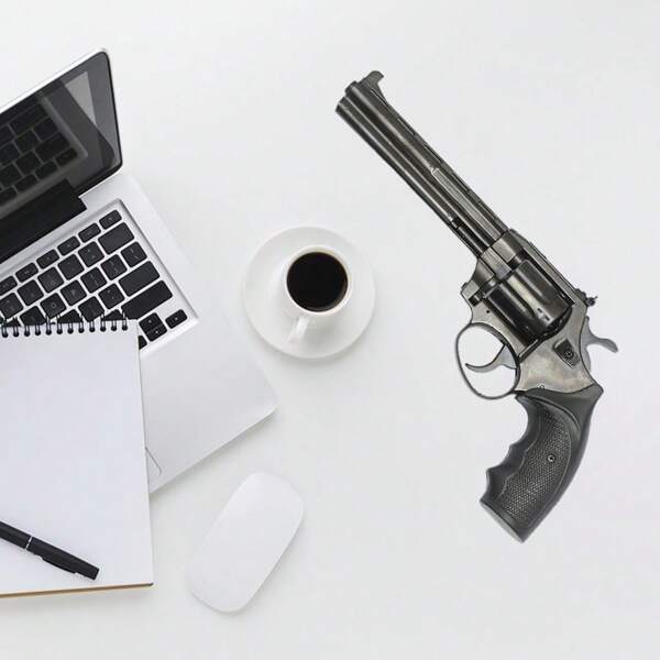 Ant Guru 1:1 Scale 3D Realistic Revolver Vinyl Anti-Fading Waterproof Sticker, Metal Texture, Suitable For Any Smooth Surface Decoration Such As Cars, Ships, Trucks, Laptops, Walls, Mobile Phones, Computers, Etc., Easy To Remove Without Leaving Marks Room Decor Wall Decor Wall Stickers Wall Sticker Stickers