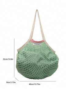 Spacious Rhombic Mesh Woven Shoulder Tote Bag, Women's Summer Versatile Hollow-Out Woven Beach Bag