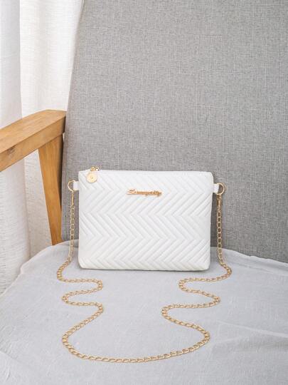 Women's Fashion Rhombus Woven Metallic Shiny Chain Shoulder Crossbody Bag