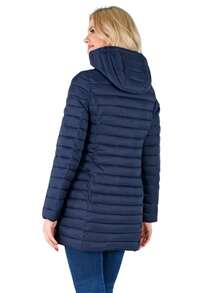 Women's Puffer Jacket Quilted Lightweight Padding Hood Packable Bubble Coat - Blue - View 2