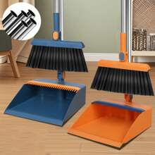 2pcs Home Broom, Dustpan And Brush Set, Thickened Broom, Long Handle Brush And Dustpan, Non-Stick Hair Floor Cleaning Tools For Home, Office, School Dorm, Cleaning Supplies, Cleaning Gadgets