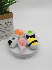 Scented Sound Toy Cat Sushi Plush Pet Toy Cute Plush Sushi Simulation Rice Ball 5 Piece Set - Multicolor - View 5