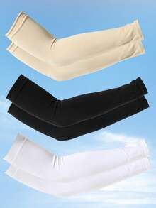 1 Pair/3 Pairs Men's Casual Solid Color Mint Cooling UV Protection Arm Sleeves Set, Suitable For Sports, Travel, Outdoor, Cycling Arm Warmers Autumn Outfits Halloween Costumes Black Arm Sleeve Gifts For Men - A - View 13