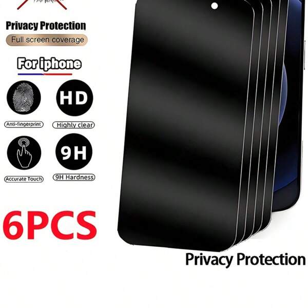 [Klantfavoriet] 6 stuks Full Cover Privacy Protection Screen Protector Compatibel met iPhone 11 12 13 14 15 16 Pro Max Glass Privacy Protection Gehard glas Compatibel met iPhone 11 12 13 14 15 16 Plus Cadeau voor verjaardag, familie, vrienden Anti-spion, telefoonschermbeschermer, telefoonaccessoires