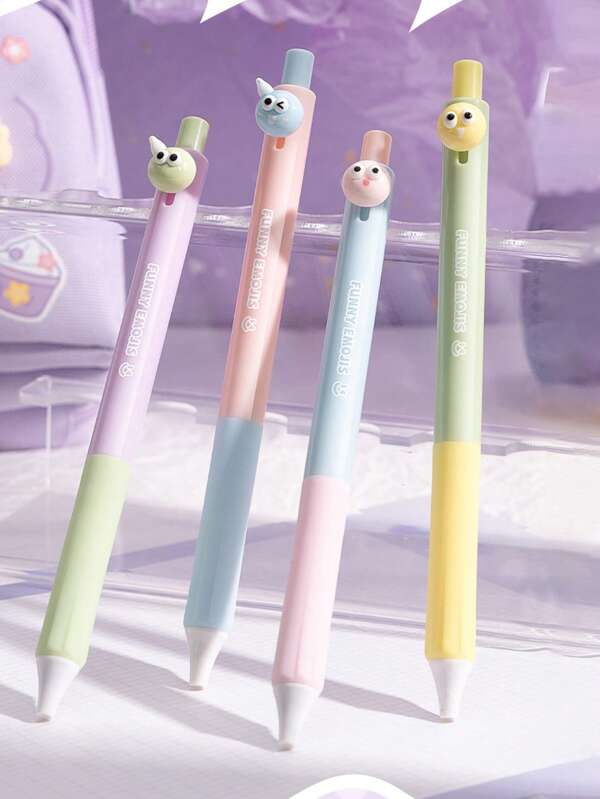4pcs Black Fast Drying Smooth Gel Pens, Replaceable Refill, Stylish Morandi Color, High Capacity, Suitable For Students, School Supplies,Back To School