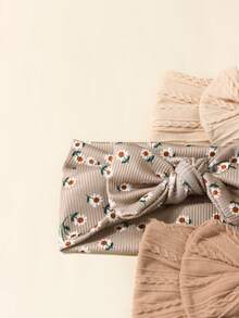 3pcs Soft & Stretchy Infant Headbands Set, Cute Brown Printed Pattern, Suitable For Daily Use - Multicolor - View 6