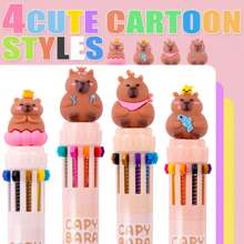 2pcs/Set Random Colors Cute Capybara Animal Ten-Color Ballpoint Pen Handbook Pen Marker Pen School Supplies Office Stationery School Supplies, Back To School