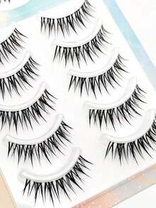 5pcs Cartoon Style False Eyelashes, One Piece Eyelash Extensions With Transparent Natural Look, Dense & Curly Design, Suitable For Beginners, Reusable - Lông Mi Manga Nhọn 2 - Xem 8