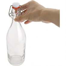Flip Top Glass Bottle [1 Liter / 33 Fl. Oz.] [Pack Of 4] – Swing Brewing Bottle With Stopper For Beverages, Oil, Vinegar, Kombucha, Water, Soda, Kefir – Airtight Lid & Leak Proof Cap – Clear-Bxl - 4 - 查看 8