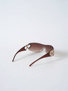 Tropiscape 1pc Plastic Frameless Wrap Around Decorative Fashion Glasses Beach Autumn Winter Gifts Cottagecore,SummerOutfit - Brown - View 6