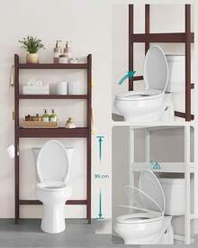 Organizador de baño de 4 Niveles con estantes Ajustables, 10.2 x 24.8 x 72.8 Pulgadas, Ahorro de Espacio, Blanco Nube - Marrón - Ver 7