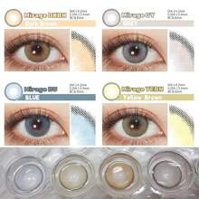 Lalens Lentes de contacto de colores descartables anuales Lalens Queen para ojos marrones oscuros y ojos marrones claros. Incluye estuche de lentes de contacto de color aleatorio. Dos piezas de lentes de contacto de color suaves en un solo paquete con material que incluye HEMA y NVP, con un contenido de agua del 38%, diámetro de 14.2 mm y curvatura base de 8.6 mm. Lentes de contacto de color natural azul para uso diario y belleza cosmética ocular.