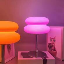 Hamburger Cloud LED Desk Lamp, Creative Bedroom Bedside Living Room Decor Night Light, Pink Hamburger, 3-Color Dimmable, Metal Base Plastic Lampshade, USB Powered With Cord, Suitable For Living Room, Bedroom And Home Office, USB Powered Desk Lamp, Bedroom Ambiance Lighting, Decorative Holiday Gift