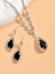 Parure de collier et boucles d'oreilles goutte colorée en zirconium cubique brillant, bijoux de mariage, de fête et de mariée