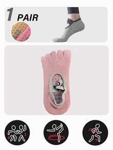 1双/4双装 女士五趾袜，专业防滑平底袜，瑜伽袜，健身袜，分趾袜 - 彩色 - 查看 5