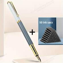 11pcs 0.5mm Pointed Calligraphy Fountain Pen Set, 1pc Pen With 10pcs Ink Refill Cartridges, Elegant Gift Set For Office, School, Birthday (Pen Only, No Box) School Supplies,Back To School