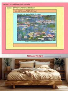 1 buc tapiserie de perete cu nufăr Monet, poster de artă florală verde cu plante pentru dormitor, femeie și bărbat, mic iaz cu flori naturale, tapiserii de acuarelă pentru decor de dormitor în cameră, decor școlar, surpriză școlară, decor de dormitor, înapoi la școală