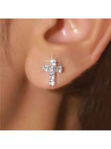 Sparkling Crystal Cross Stud Earrings – Elegant And Petite Earrings Featuring Classic Cross Design Adorned With Dazzling Cubic Zirconia Stones In A Shiny Silver Tone Finish – Lightweight And Comfortable For Everyday Wear – Adds A Subtle Touch Of Faith And Sparkle To Any Outfit – Perfect For Daily Wear, Church Services, Religious Celebrations, Baptisms, And Confirmations – A Meaningful Gift For Christians – Secure Post Backs For Worry-Free Wear – A Timeless And Cherished Piece With Spiritual Elegance And Radiant Shine