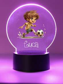 1 件定制名字创意礼物足球男孩 3D 灯光幻觉 LED 夜灯暖光/彩虹生日礼物圣诞礼物情人节礼物结婚礼物男孩女孩或朋友装饰台灯夜灯