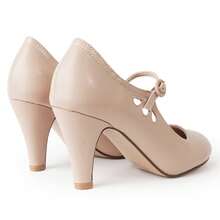 Women Cutout Mary Jane Mid Heels – Round Almond Toe Vintage Cone Heel Pumps With Ankle Strap For Spring Summer Weddings, Parties, Bridesmaids, Office & Everyday Wear [Size Up Half Size] - 裸色PU - 查看 4