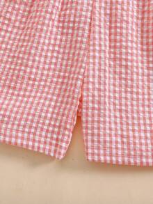 Toddler Baby Boy Girl Shorts Gingham Plaid Shorts Summer Casual Elastic Waist Shorts Pants Bottoms - 粉色 - 查看 5