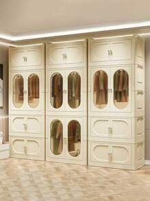5/4/3/2/1 Layer No-Assembly Adult & Baby Wardrobe, Versatile Children Clothes Storage Cabinet, Plastic Folding Organizer Closet For Home Use