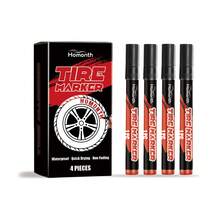 4pcs Bolígrafos de Pintura para Neumáticos de Coche Homonth Rojo Color No Desvanecible Pintura Duradera Creativa DIY Retoque Bolígrafos de Pintura Portátiles Creativos para Neumáticos - 1 caja - Ver 1